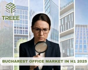 Bucharest office market trend 2025 – skyline view of modern business district