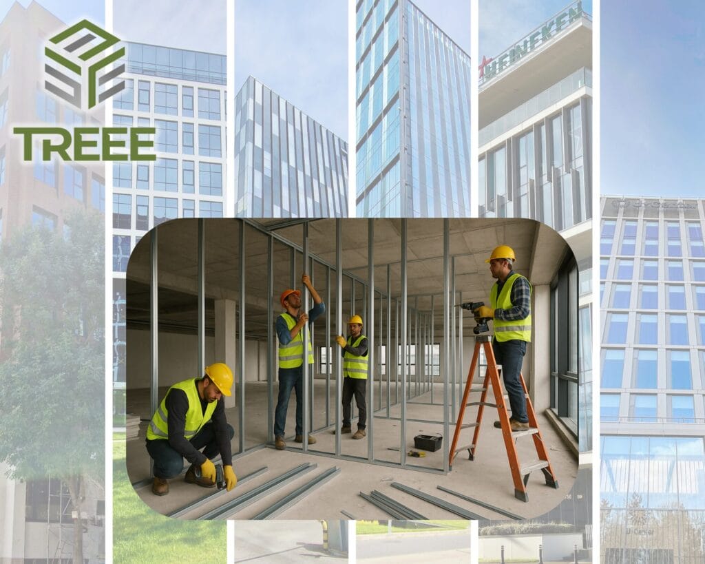 “Cheap fit out works – office under construction showing poor-quality materials and delays”